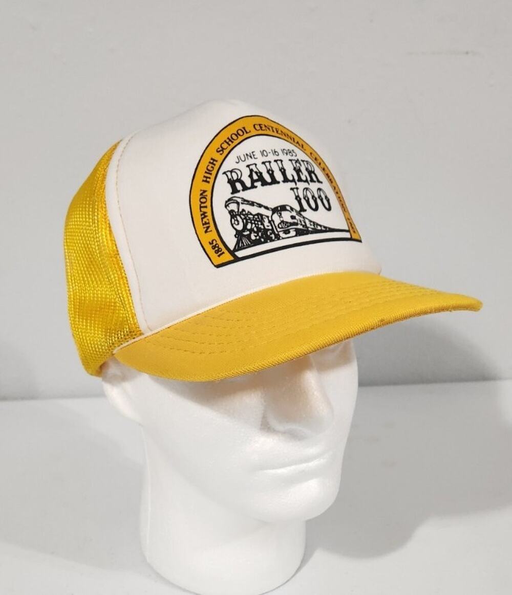 Vtg Railer 100 Cap Hat Newton High School Centennial Celebration Train Railroad